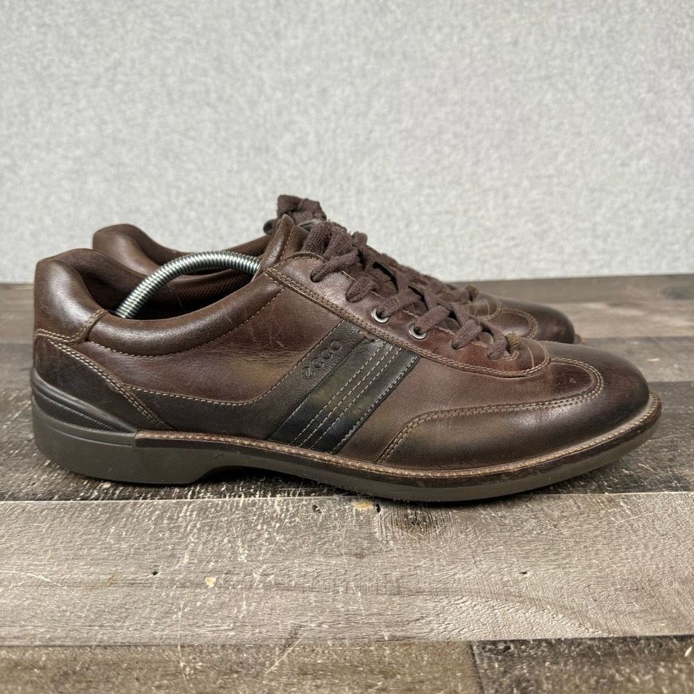 Ecco Mens Size 46 US 13 Leather Casual Lace-up Shoes Brown Walking Comfort